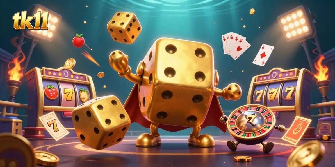 tk11 players enjoy vibrant slots gameplay with golden dice and dynamic casino elements
