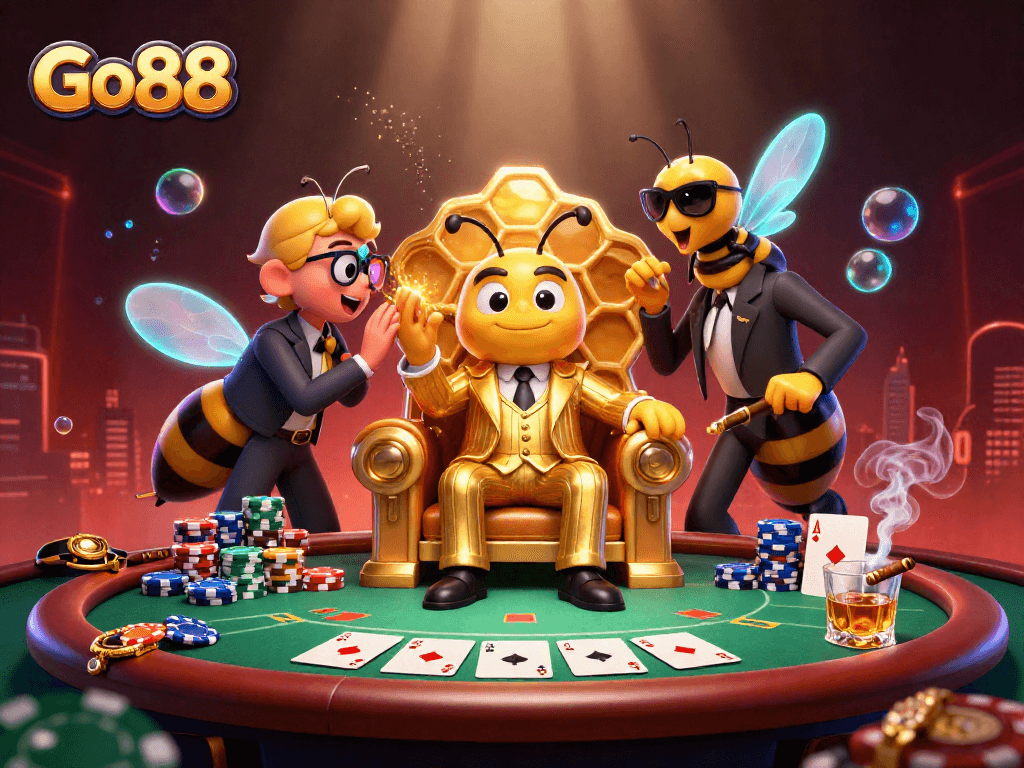 Join the exhilarating Go88 casino world with a dynamic poker showdown featuring vibrant characters.
