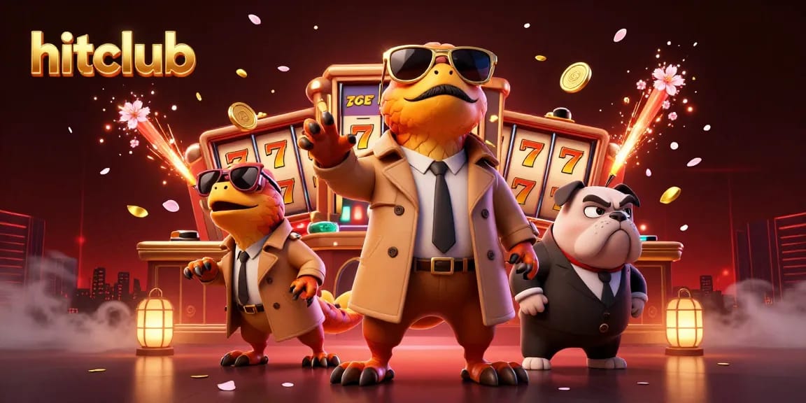 Try your luck at hitclub with a thrilling cartoon-style casino scene full of vibrant gaming elements.