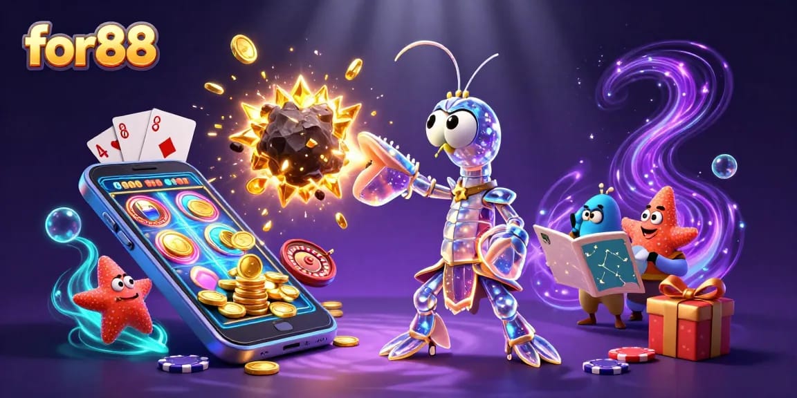 Experience winning moments with for88 in a vibrant casino game illustration featuring thrilling elements.