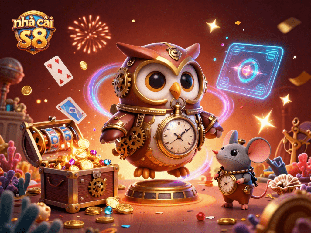 Engage with nhà cái s8's vibrant casino world filled with animated characters and captivating elements.