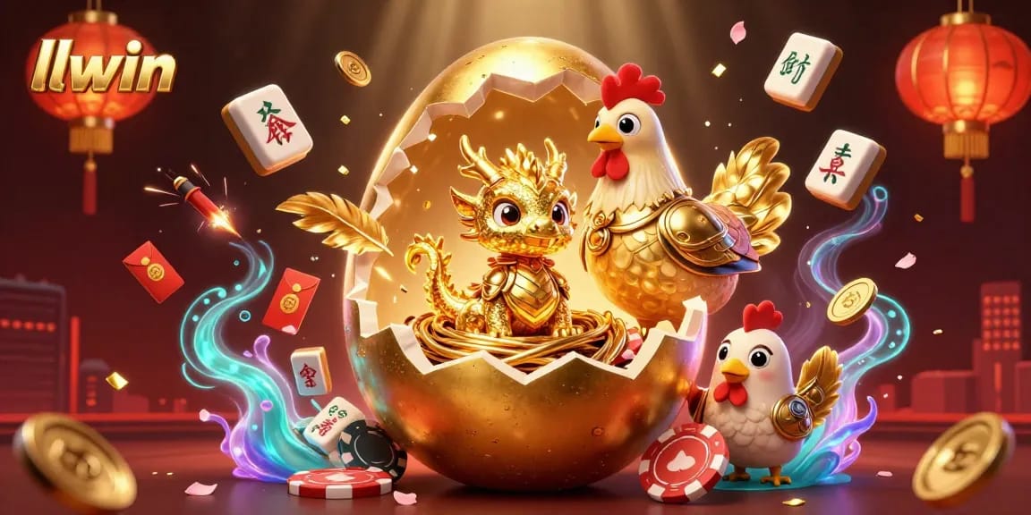 llwin presents a captivating dragon emerging from a golden egg amidst vibrant gambling symbols.