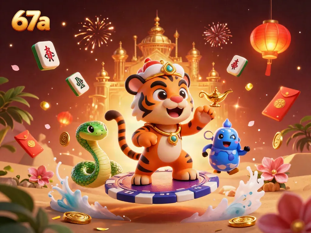 Experience exciting adventures with 67a's vibrant casino world featuring a tiger sultan and treasure elements.