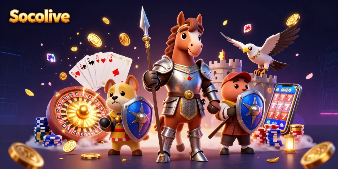 Socolive entertains fans with a vivid 3D illustration of knights and gaming elements, capturing the essence of interactive gambling.