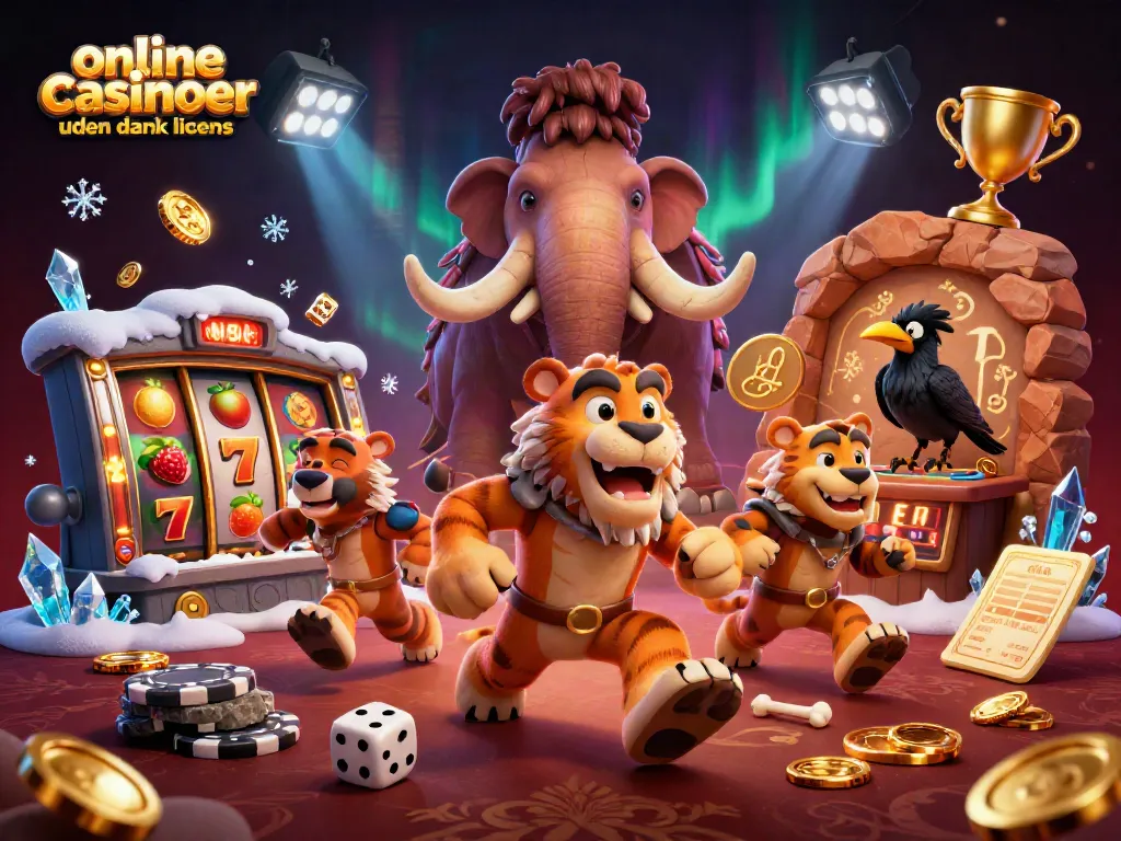 Engage in exciting games at online casinoer uden dansk licens with a vibrant illustration of prehistoric casino fun.