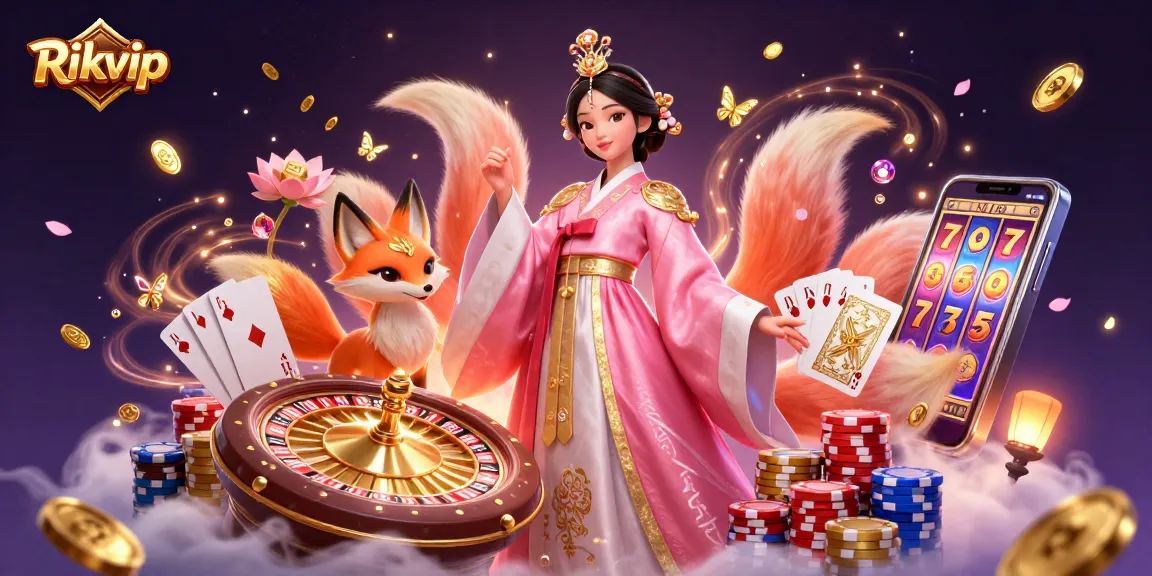 Experience thrilling gameplay at Rikvip with our vibrant, captivating online casino illustration.