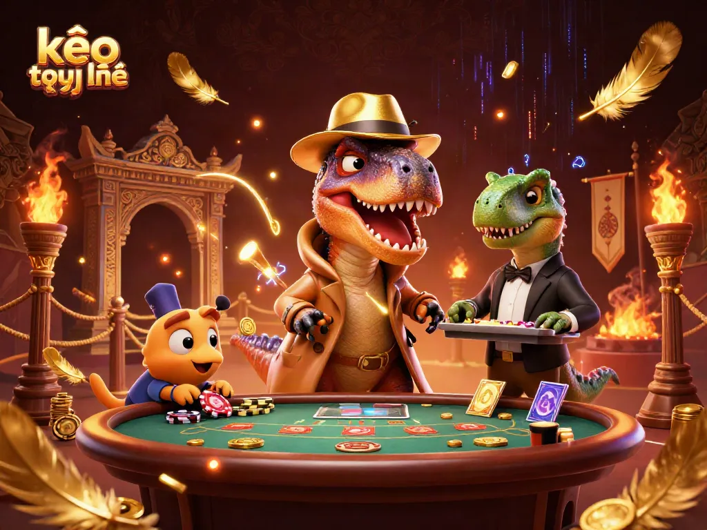 Engage in thrilling kèo trực tuyến action with a velociraptor card counter and a stegosaurus pit boss.