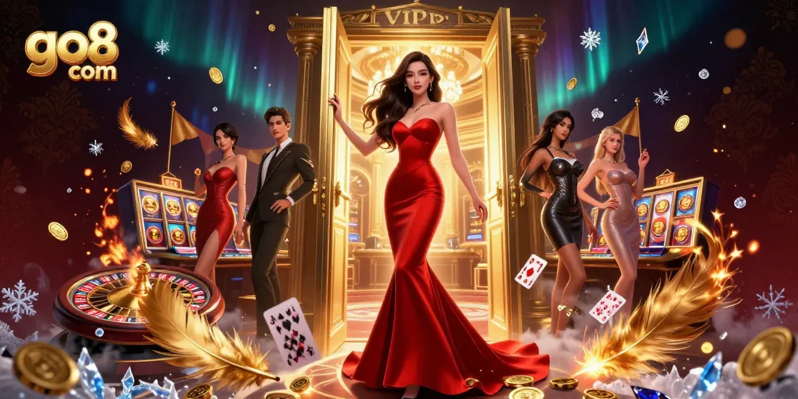 Experience thrilling wins at go8 com with a vibrant 3D casino scene showcasing roulette, playing cards, and gold coins.