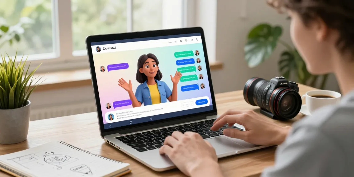 Engaging chat with Crush on AI in a modern workspace, showcasing virtual companion features.