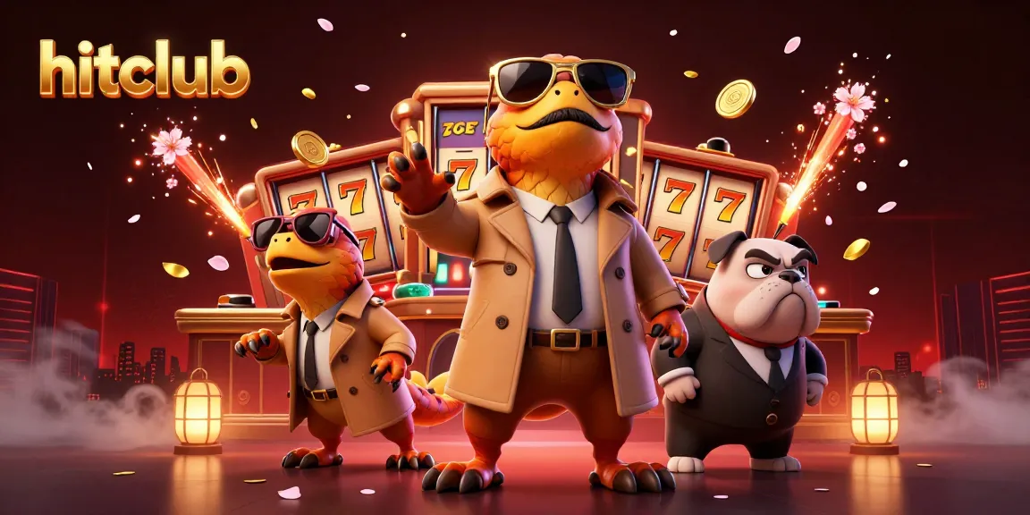 Try your luck at hitclub with a thrilling cartoon-style casino scene full of vibrant gaming elements.