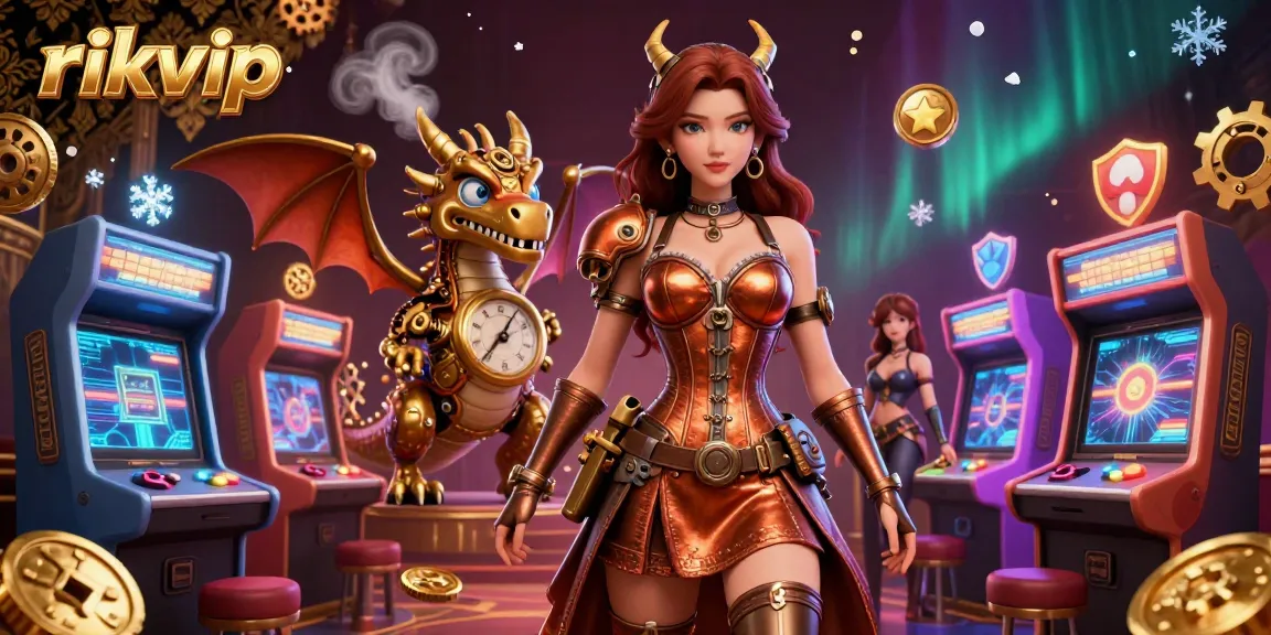 Engage with rikvip's vibrant game experience, featuring an interactive casino scene with unique characters and dynamic elements.