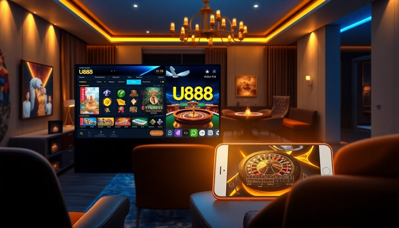 U888 online casino gaming interface showcasing vibrant slots and luxurious atmosphere