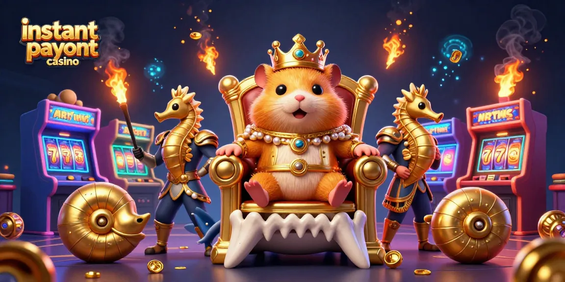 Experience the vibrant world of an instant payout casino featuring a golden hamster king and colorful game elements.