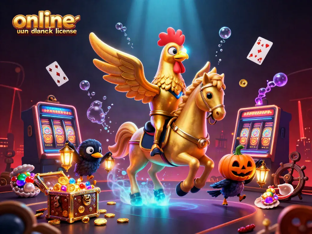 Engage with thrilling online casinoer uden dansk licens, featuring a golden rooster in a dynamic casino adventure.