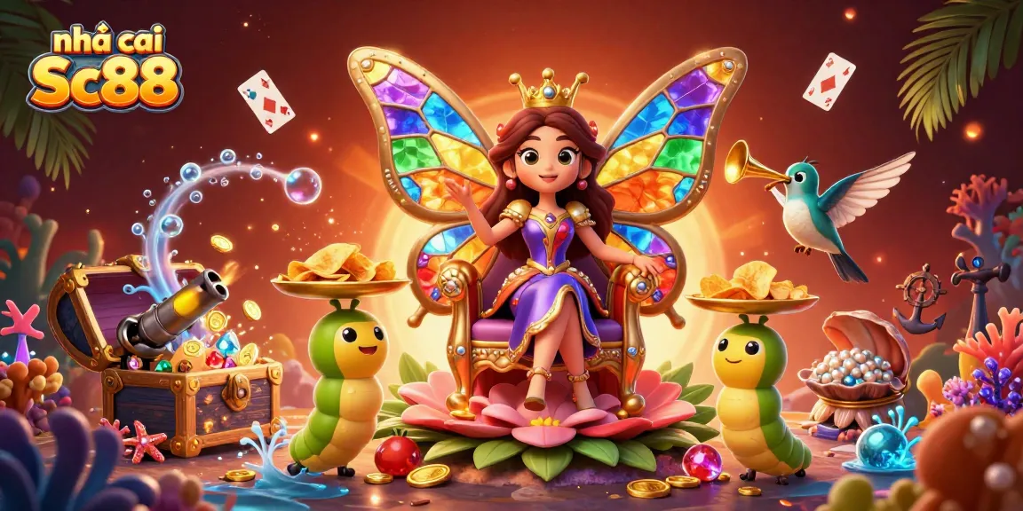 Experience the vibrant world of nhà cái Sc88 with a colorful 3D scene filled with gaming excitement.