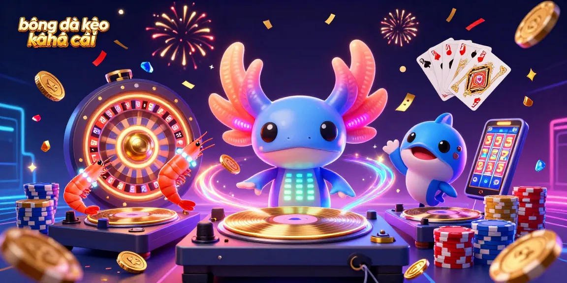 Experience the excitement of bóng đá kèo nhà cái with vibrant characters and dramatic casino elements spinning and celebrating.