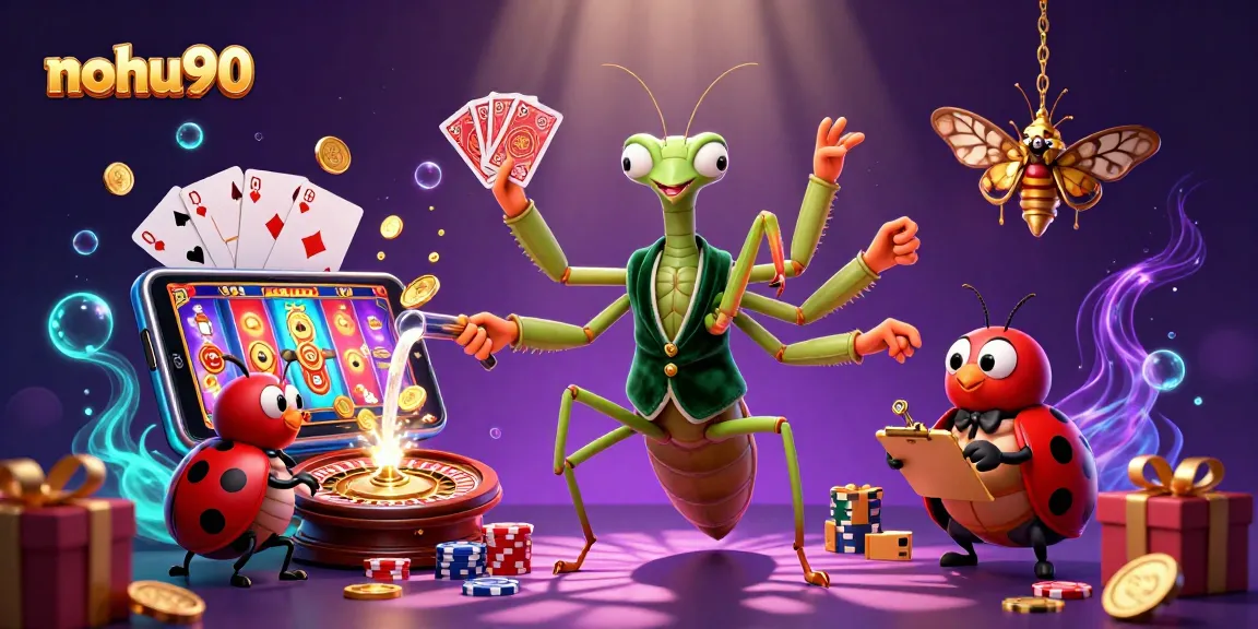 Nohu90 immersive casino scene with vibrant characters and dynamic game elements for a captivating experience