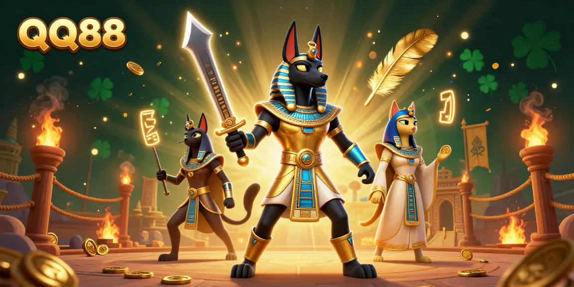 Engage with QQ88 in an exciting ancient Egyptian-themed betting arena filled with dynamic elements.