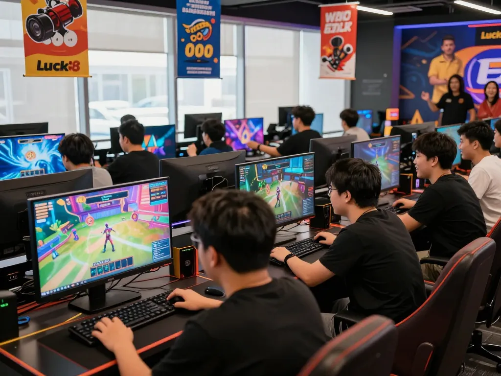 Engaged players at Luck8 online casino, showcasing vibrant gaming atmosphere, speed, and diversity of games, promoting https://luck8g.net.
