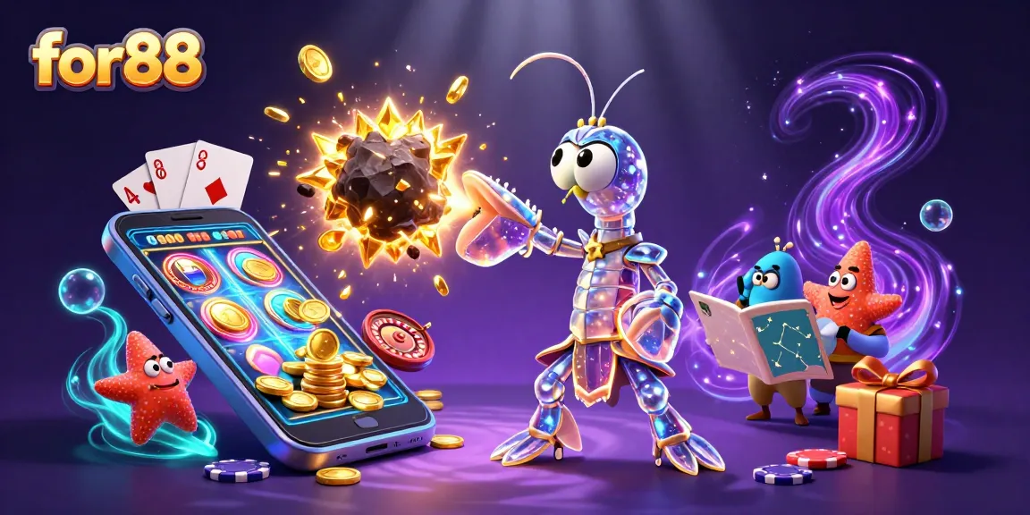 Experience winning moments with for88 in a vibrant casino game illustration featuring thrilling elements.