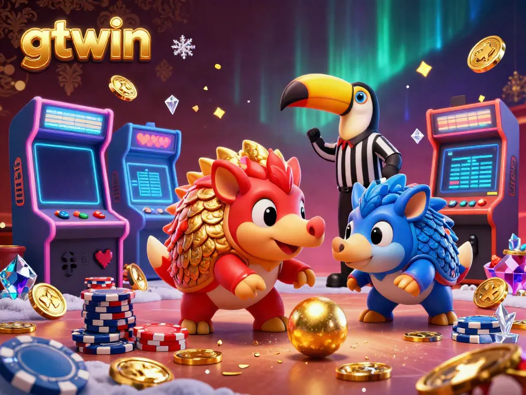 Experience the excitement of gaming with gtwin pangolins bowling through poker chips in a vibrant casino scene.
