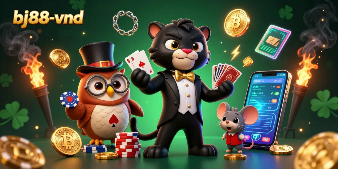 Experience thrilling gameplay at bj88-vnd with a stylish panther dealer and vibrant casino elements in a lively scene.