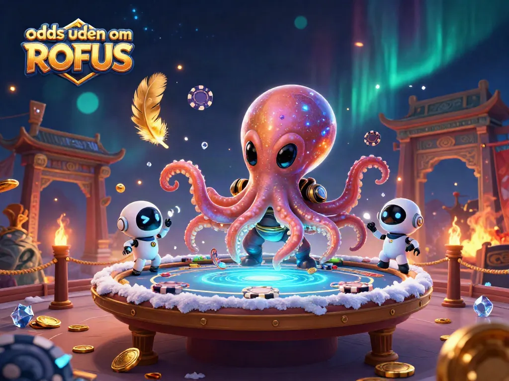 Engage in thrilling bets with alien octopus characters at the odds uden om ROFUS poker table.