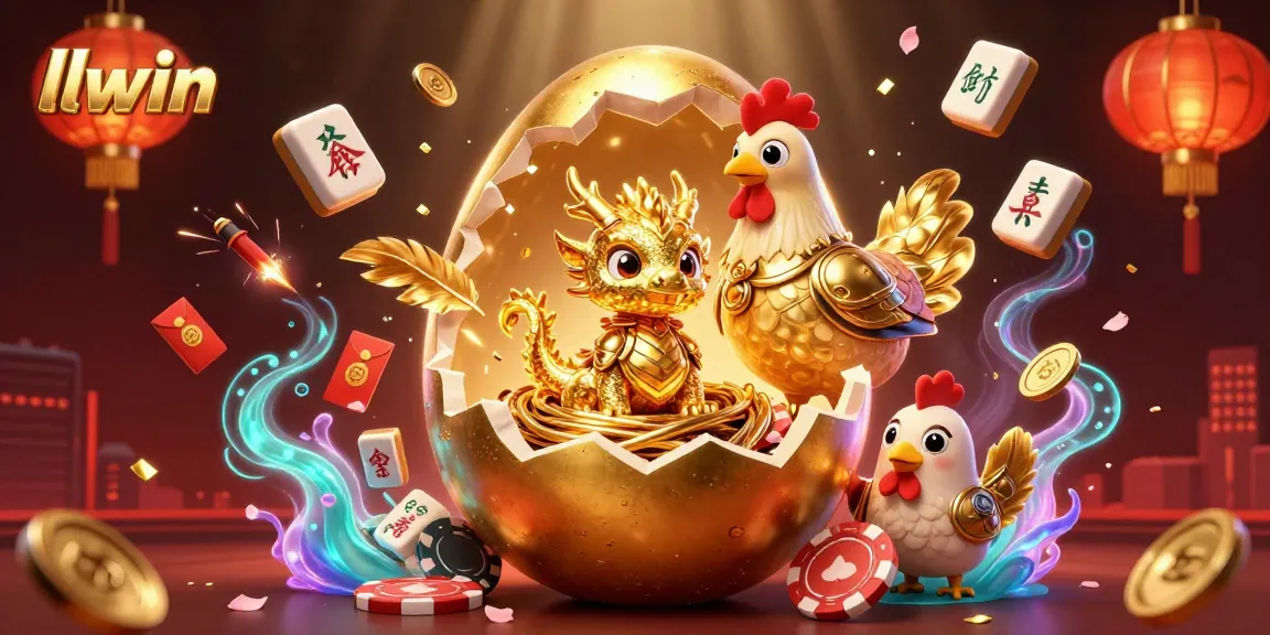 llwin presents a captivating dragon emerging from a golden egg amidst vibrant gambling symbols.