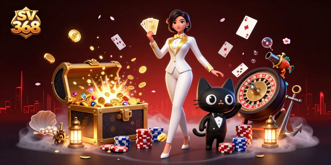 Experience high-stakes gaming at sv 368 with glamorous characters and vibrant casino elements.