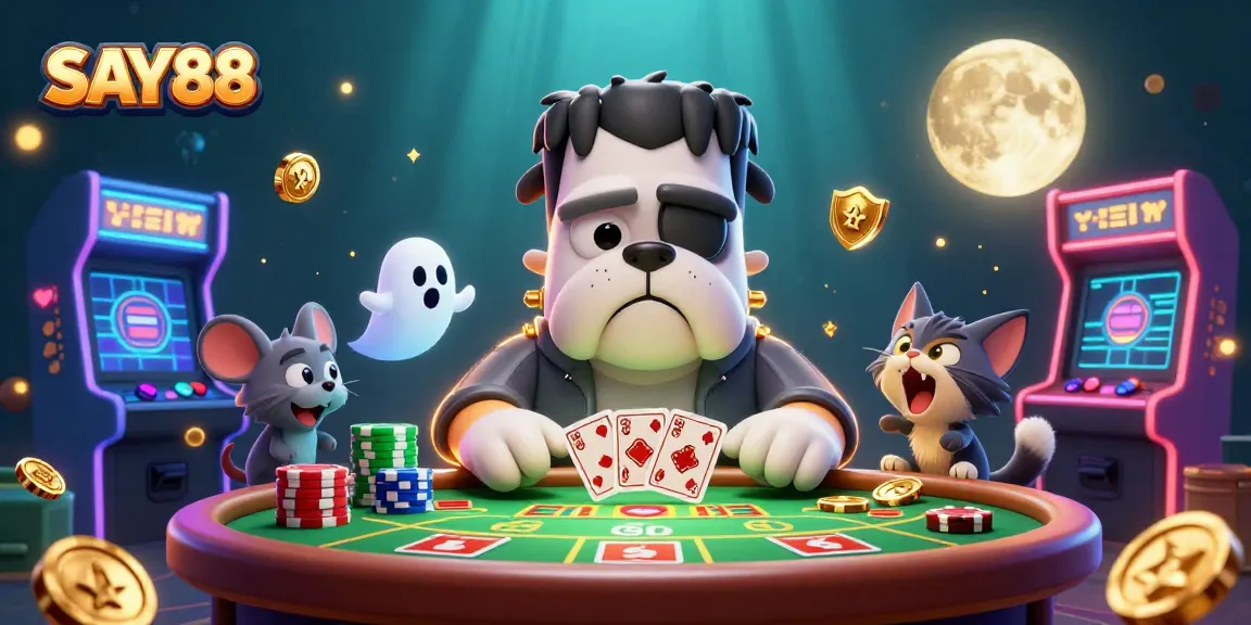 SAY88 showcases a vibrant casino scene with characters and dynamic gaming elements, emphasizing engagement.