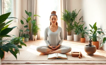 Engage with mental health tips in a serene meditation setting that encourages relaxation and mindfulness.