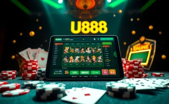 U888 engaging online casino interface with vibrant gaming elements