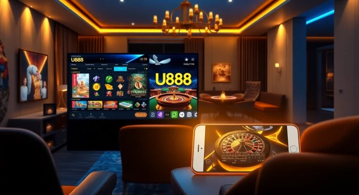 U888 online casino gaming interface showcasing vibrant slots and luxurious atmosphere