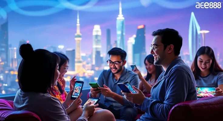 Engaging players in vibrant settings while highlighting Đăng nhập AE888 for seamless gaming experiences.