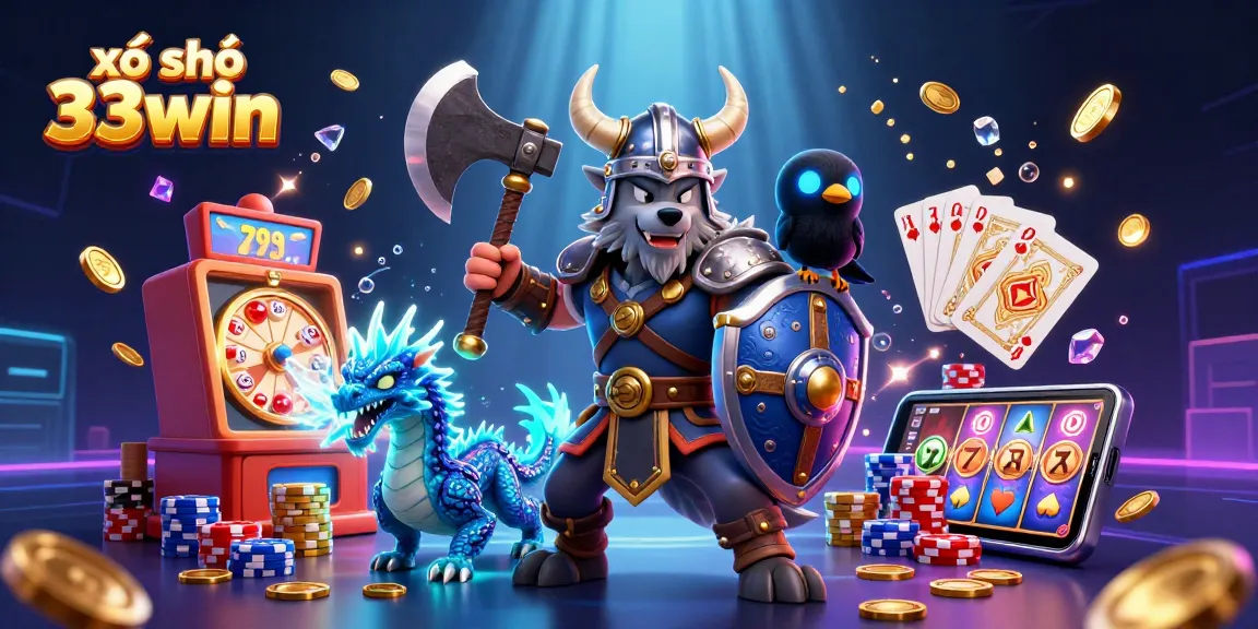 Engage with xổ số 33win in this vibrant scene featuring energetic characters and exciting gaming elements.