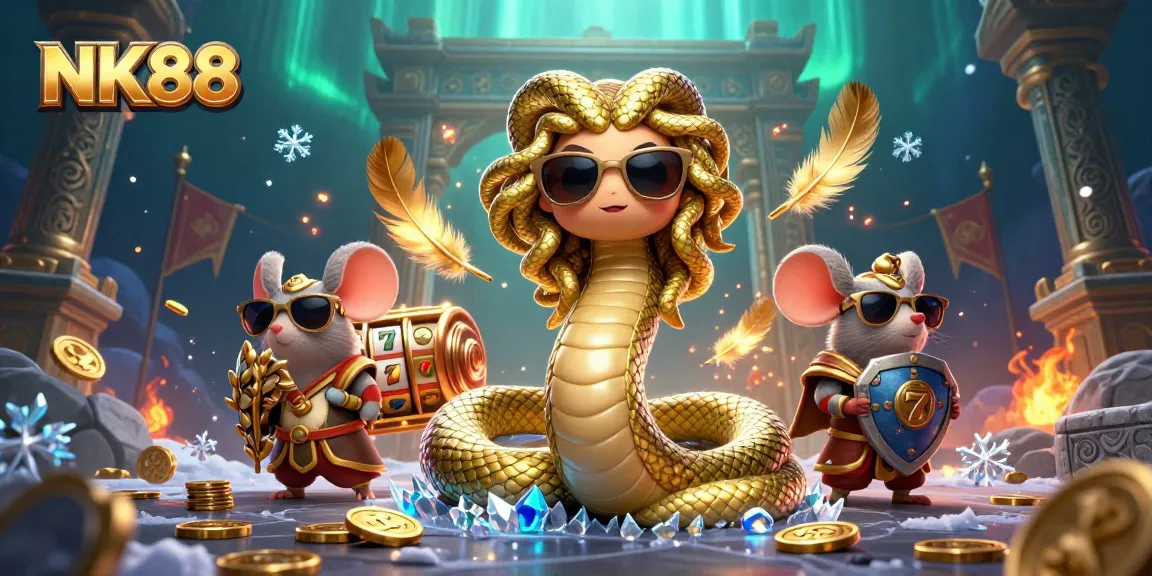 Engage with NK88 in a vibrant 3D illustration filled with dynamic gambling elements.